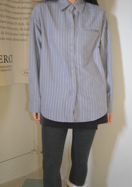 [WITHBLOOM] Letter Stripe Jacquard Shirt Sora