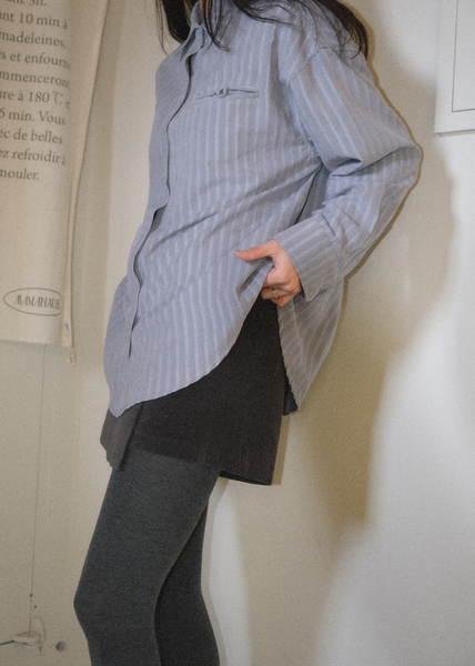 [WITHBLOOM] Letter Stripe Jacquard Shirt Sora