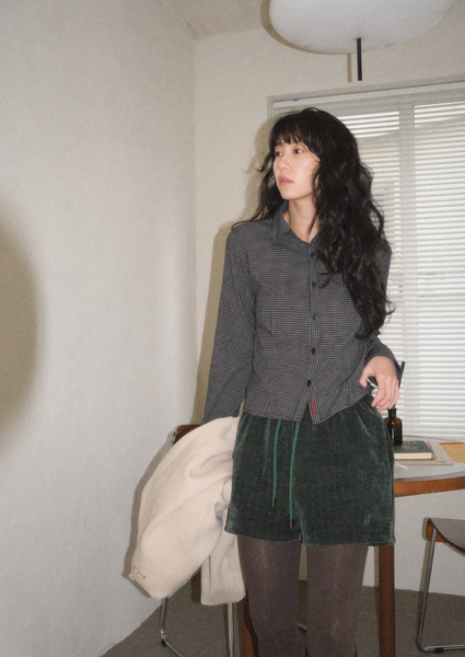 [WITHBLOOM] Rudolph Check Slim Fit Shirt Navy