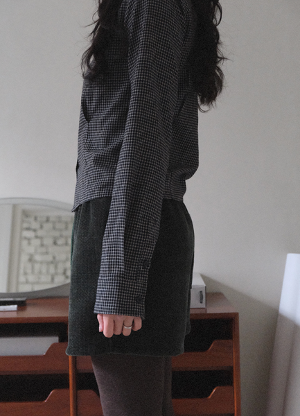 [WITHBLOOM] Rudolph Check Slim Fit Shirt Navy