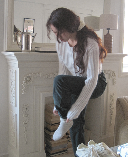 [WITHBLOOM] Raccoon Wool Golgi Crop Cardigan Ivory