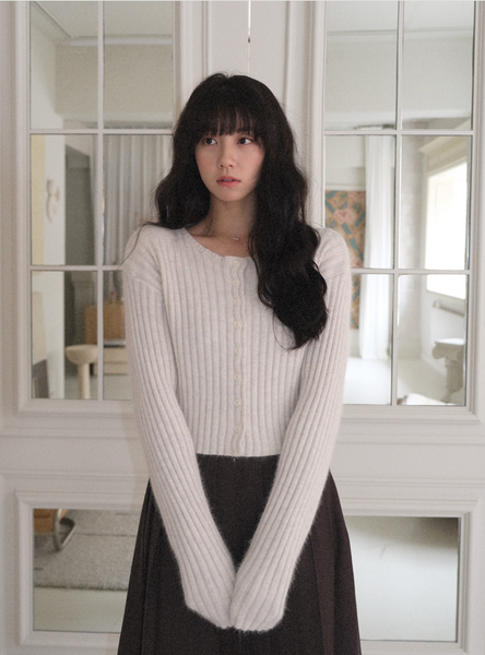 [WITHBLOOM] Raccoon Wool Golgi Crop Cardigan Ivory