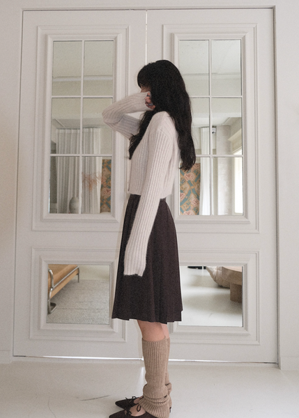 [WITHBLOOM] Raccoon Wool Golgi Crop Cardigan Ivory
