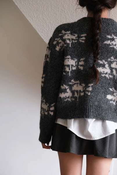 [WITHBLOOM] Muguet Nordic Cardigan Charcoal