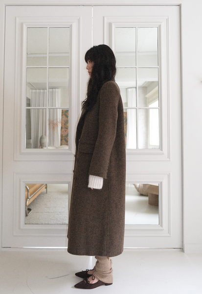 [WITHBLOOM] PREFRITT : Bournemouth Merino Wool Handmade Coat Brown