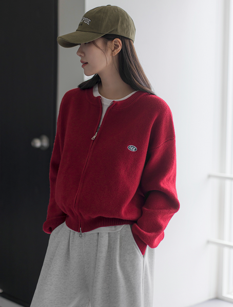 [FRENCHCHIC] Embroidery Two-Way Knit Zip-Up Cardigan