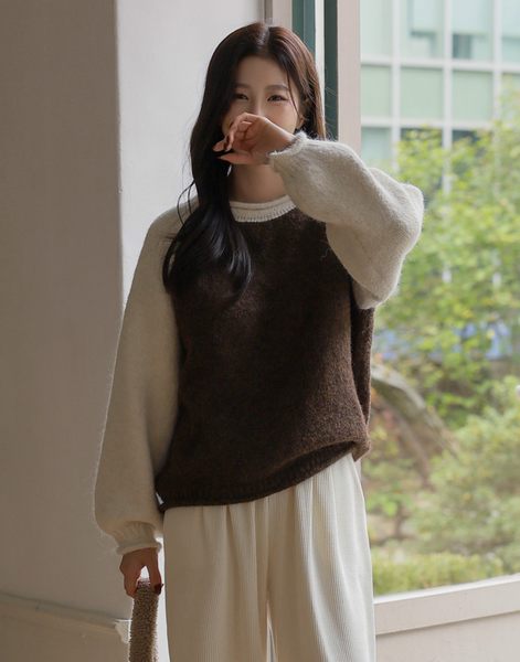 [FRENCHCHIC] Color Raglan Wool Knitwear