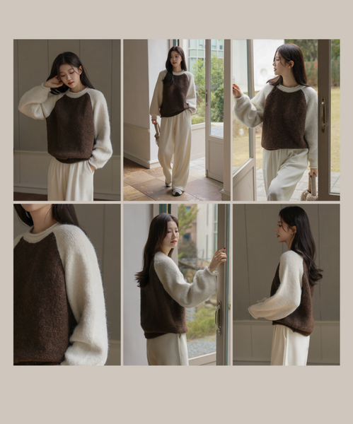 [FRENCHCHIC] Color Raglan Wool Knitwear