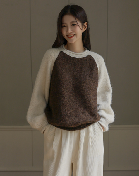 [FRENCHCHIC] Color Raglan Wool Knitwear