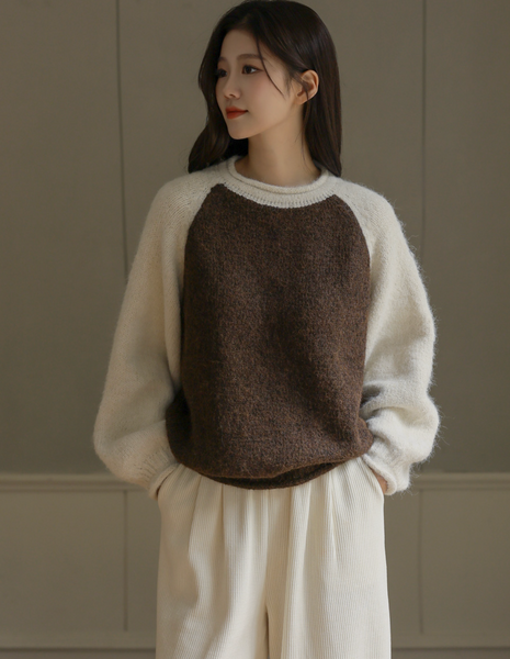 [FRENCHCHIC] Color Raglan Wool Knitwear