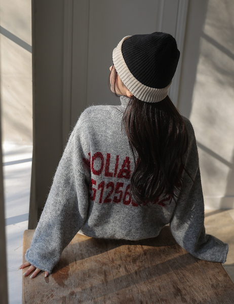 [FRENCHCHIC] Hem String Half Zip-Up Wool Knitwear