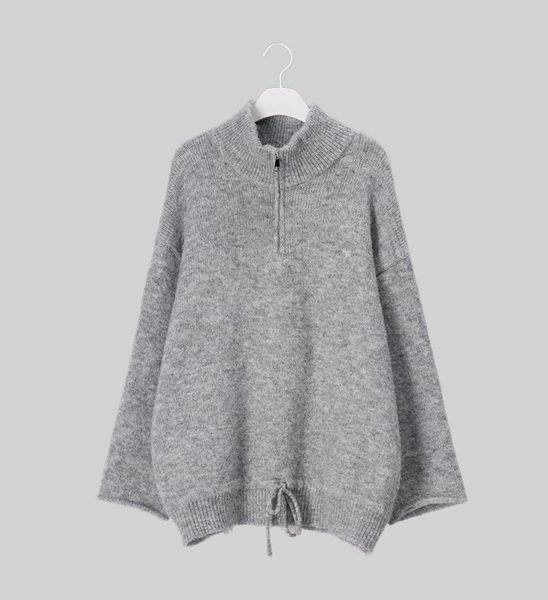 [FRENCHCHIC] Hem String Half Zip-Up Wool Knitwear