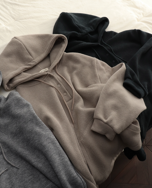 [SLOWAND] #SLOWMADE Casual Thin Fit Knit Hoodie