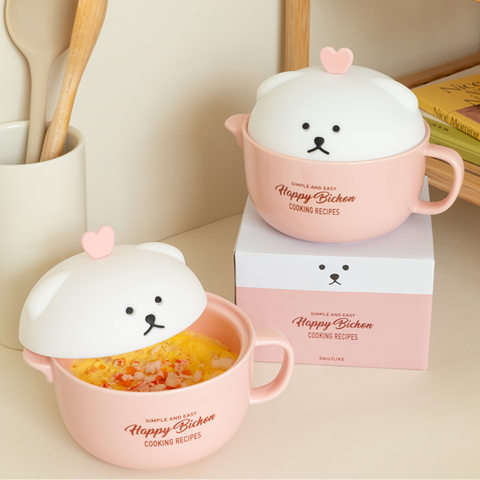 [Dailylike] Happy Bichon Ceramic Microwave Cup (Pink)