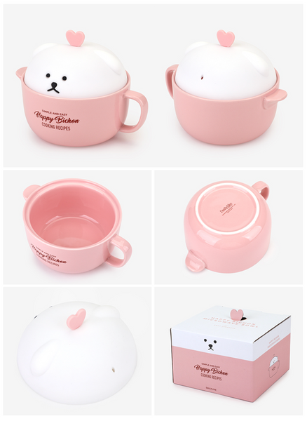 [Dailylike] Happy Bichon Ceramic Microwave Cup (Pink)