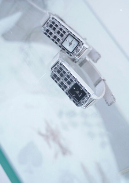 [eee space] Check Bar Watch (White)