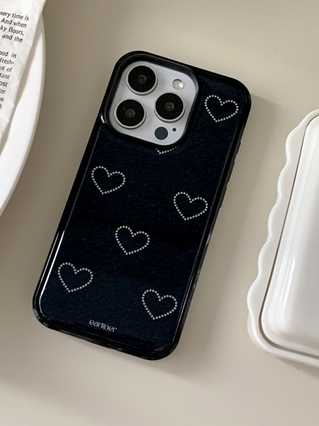 [earliner] Twinkle Heart Black Jeans Epoxy Bumper Case