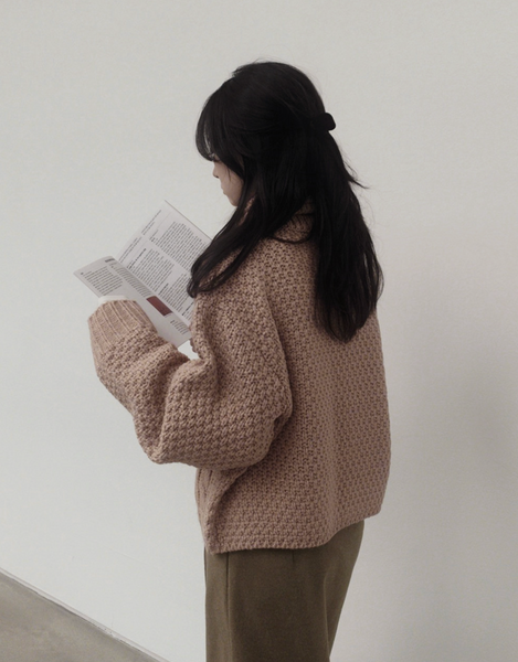 [SLOWAND] # SLOWMADE Premium Solid Cable Knit Jacket