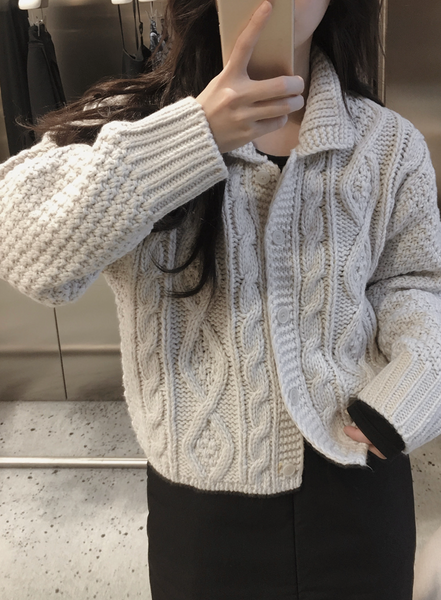 [SLOWAND] # SLOWMADE Premium Solid Cable Knit Jacket