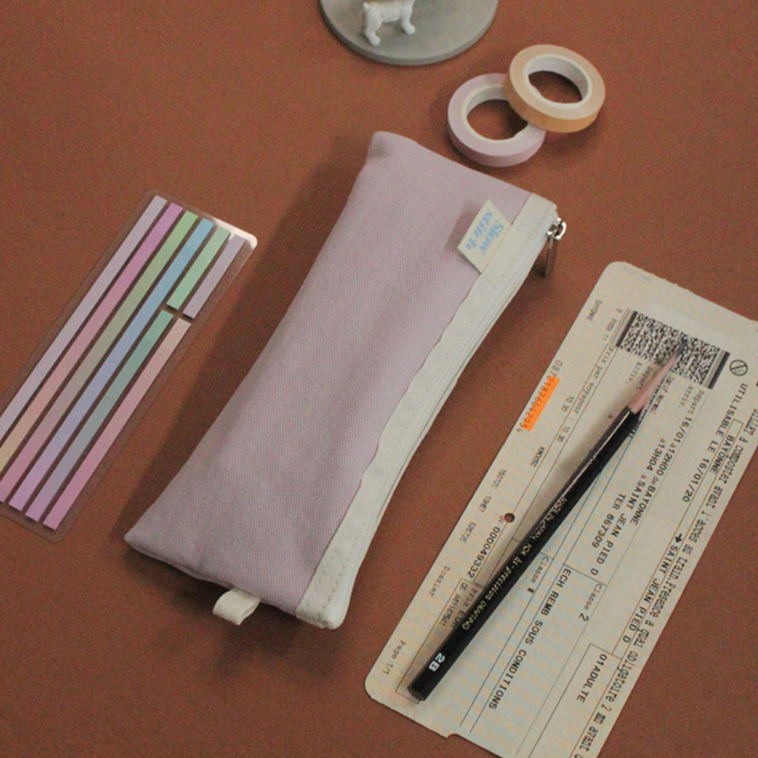 [SLOWSTITCH] Pencil Case (Pink & Ivory)