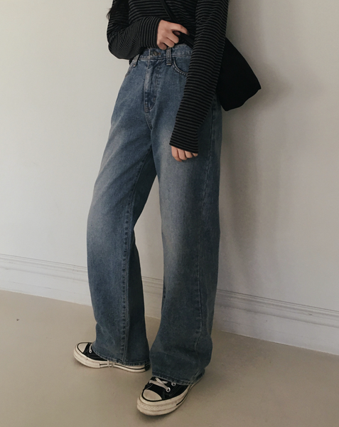 [SLOWAND] # SLOWMADE Late Vintage Medium Blue Napping Denim Pants