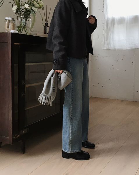 [SLOWAND] # SLOWMADE Late Vintage Medium Blue Napping Denim Pants