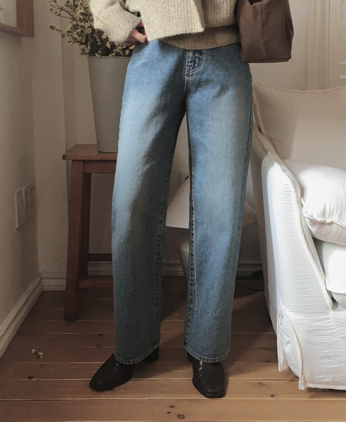 [SLOWAND] # SLOWMADE Late Vintage Medium Blue Napping Denim Pants