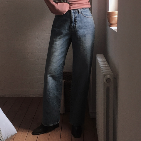 [SLOWAND] # SLOWMADE Late Vintage Medium Blue Napping Denim Pants