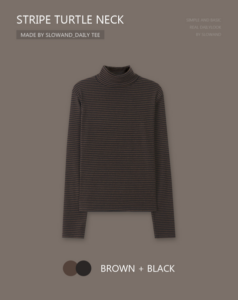 [SLOWAND] # SLOWMADE Ditto Stripe Turtleneck T-shirt