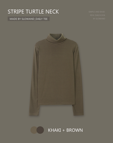 [SLOWAND] # SLOWMADE Ditto Stripe Turtleneck T-shirt