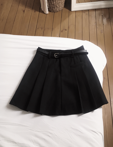 [SLOWAND] Pleated Belt Set Skirt