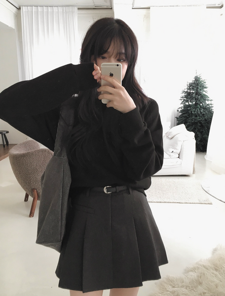 [SLOWAND] Pleated Belt Set Skirt