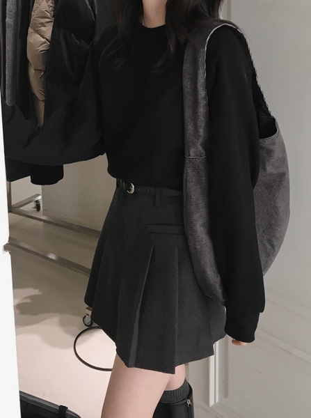 [SLOWAND] Pleated Belt Set Skirt