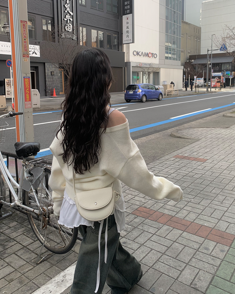 [anyonemore] Off-shoulder Loose Fit Knitwear