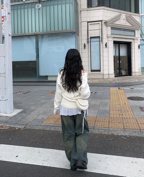 [anyonemore] Off-shoulder Loose Fit Knitwear