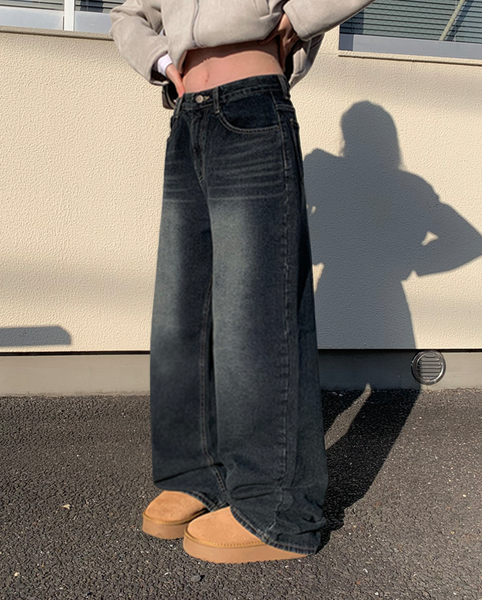 [anyonemore] Candy Washing Wide Denim Winter Pants