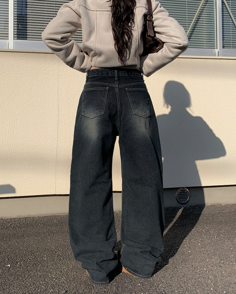 [anyonemore] Candy Washing Wide Denim Winter Pants