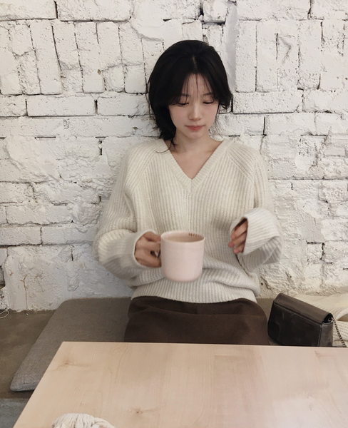 [SLOWAND] # SLOWMADE Muffler Set All Day V-Neck Knitwear