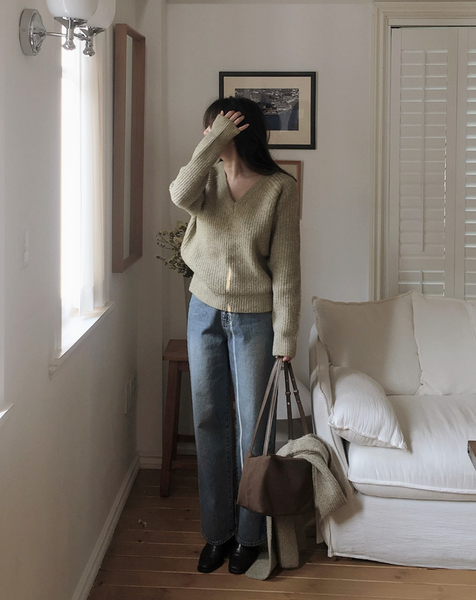 [SLOWAND] # SLOWMADE Muffler Set All Day V-Neck Knitwear