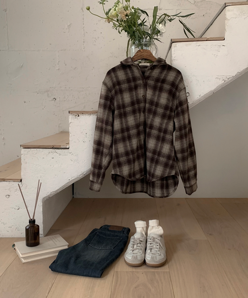 [SLOWAND] # SLOWMADE Maple Loose Fit Check Shirt