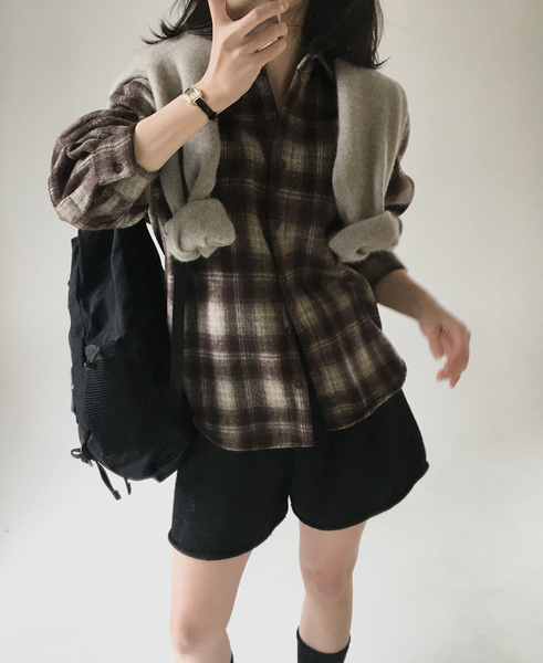 [SLOWAND] # SLOWMADE Maple Loose Fit Check Shirt