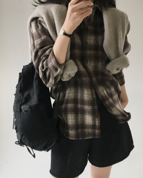 [SLOWAND] # SLOWMADE Maple Loose Fit Check Shirt