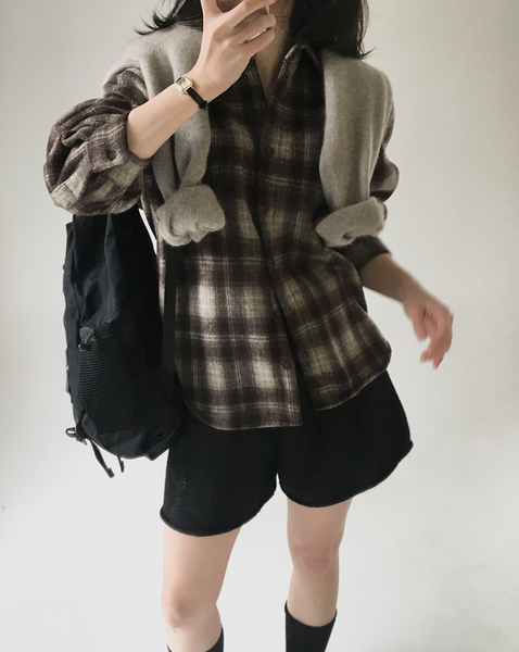 [SLOWAND] # SLOWMADE Maple Loose Fit Check Shirt