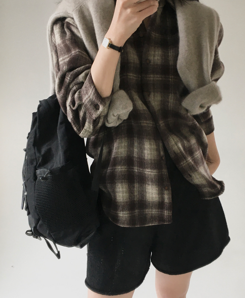 [SLOWAND] # SLOWMADE Maple Loose Fit Check Shirt