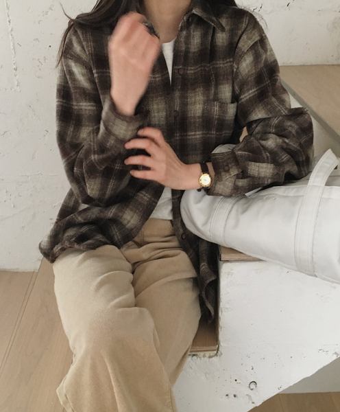 [SLOWAND] # SLOWMADE Maple Loose Fit Check Shirt