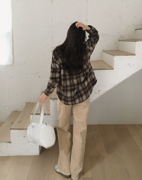 [SLOWAND] # SLOWMADE Maple Loose Fit Check Shirt