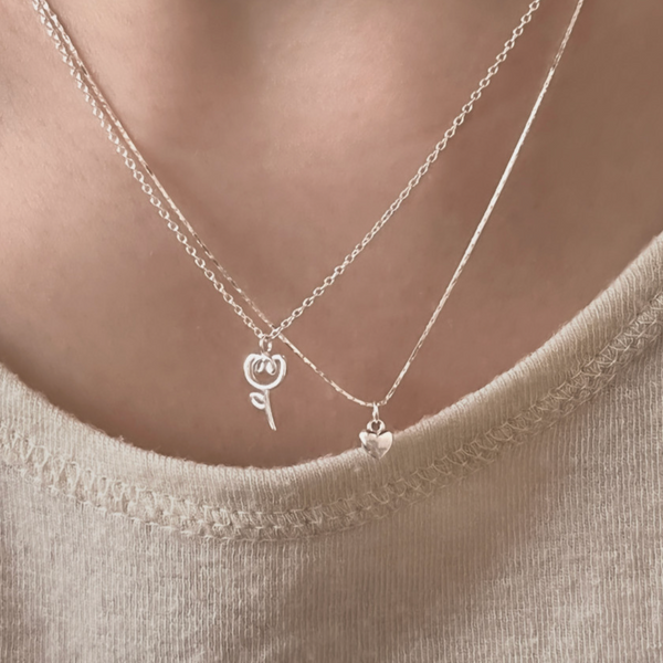 [aube n berry] Ari Mini Heart Pendant Boxchain Necklace