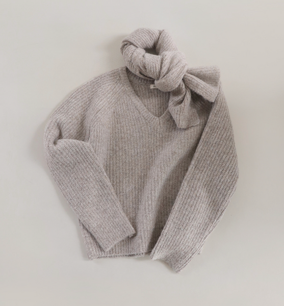 [SLOWAND] # SLOWMADE Muffler Set All Day V-Neck Knitwear