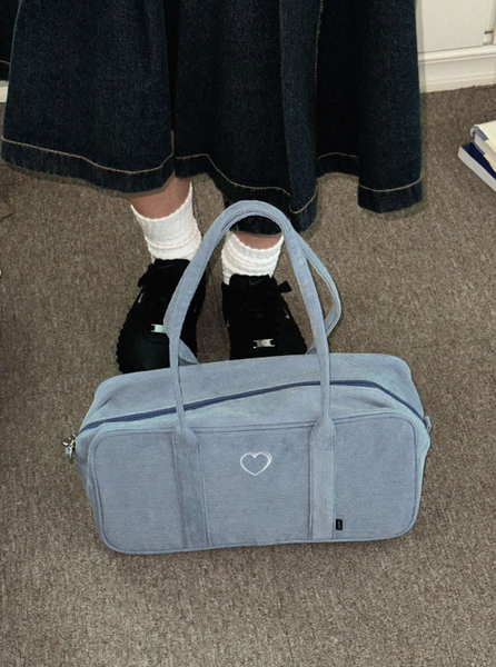 [MAZZZZY] Corduroy Signature Boston Bag Cloud Blue