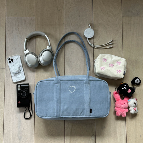 [MAZZZZY] Corduroy Signature Boston Bag Cloud Blue